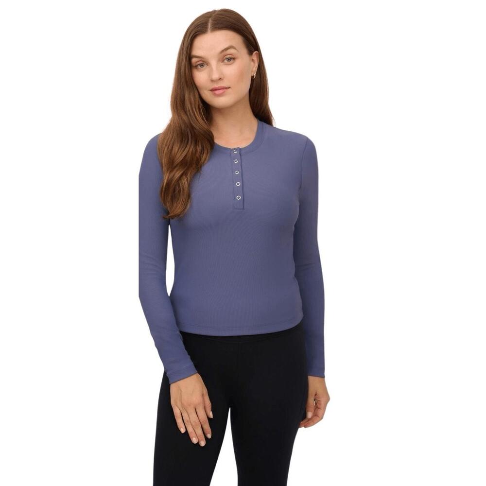 90‎ Degrees by Reflex Ribbed Henley Nightshade Blue S